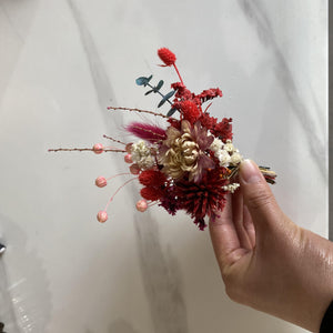 Bridal dried flowers bouquet for boho wedding ,eucalyptus bouquet,red color ,bride bouquet