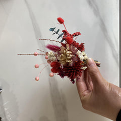 Bridal dried flowers bouquet for boho wedding ,eucalyptus bouquet,red color ,bride bouquet