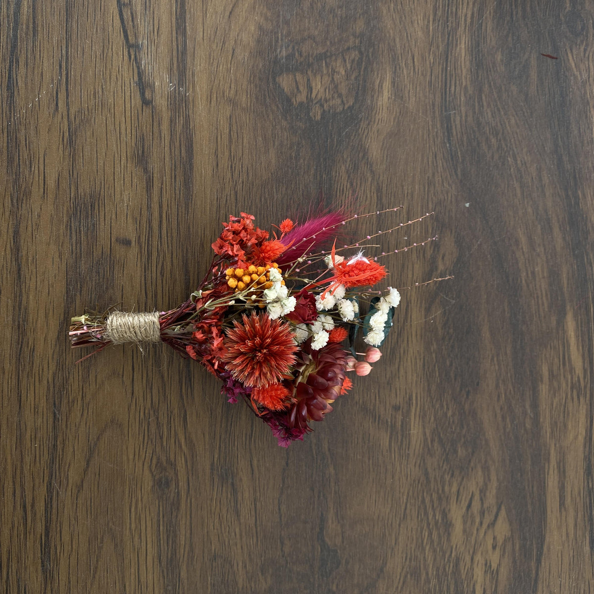 Bridal dried flowers bouquet for boho wedding ,eucalyptus bouquet,red color ,bride bouquet