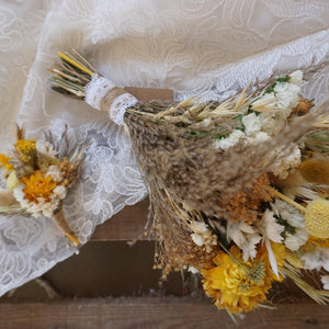 Dried flower bouquet ,white natural bridal bouquet ,wedding boho bouquet,dried flower,yellow