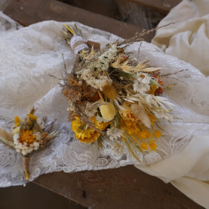 Dried flower bouquet ,white natural bridal bouquet ,wedding boho bouquet,dried flower,yellow
