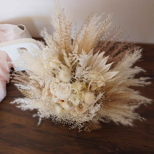 Dried Floral Bouquet , flower Bouquet,  White Wedding Bouquet, Boho Wedding,Cream color bouquet