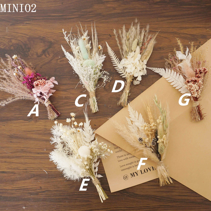 Dried mini bouquets，dried mini flower,dried mini flower bouquet,dried floral cake topper,dried pampas cake topper