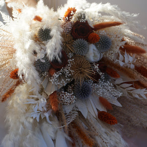 Bouquet with eucalyptus, boho bridal bouquet, wedding dried flowers bouquet,  pampas grass, roses bouquet,dried palm leaves