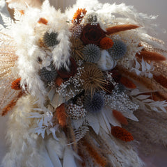 Bouquet with eucalyptus, boho bridal bouquet, wedding dried flowers bouquet,  pampas grass, roses bouquet,dried palm leaves