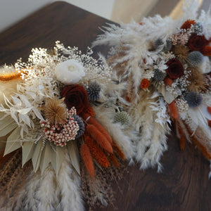 Bouquet with eucalyptus, boho bridal bouquet, wedding dried flowers bouquet,  pampas grass, roses bouquet,dried palm leaves