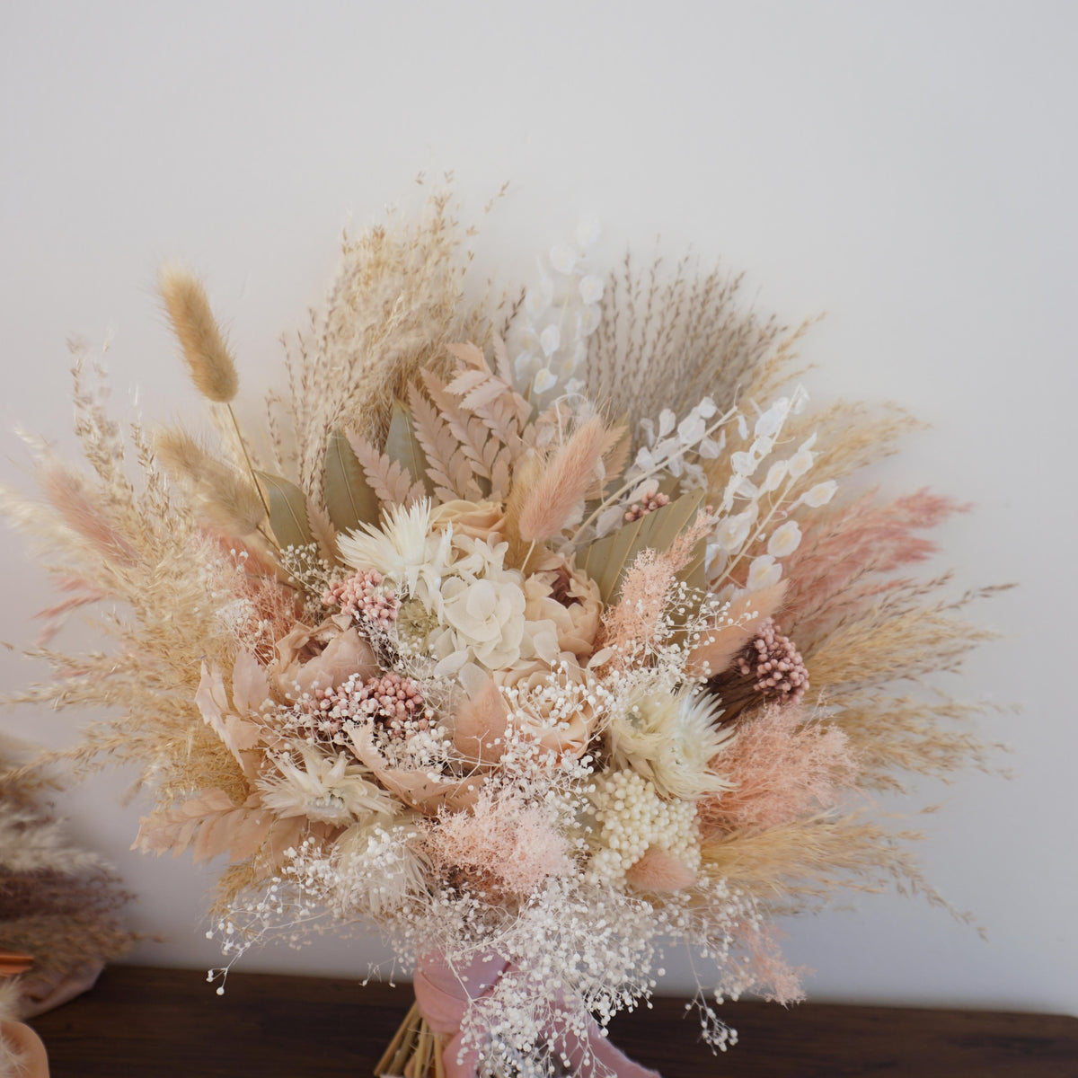 Boho wedding bouquet pink, dried flowers women accessories, bride bouquets, custom handmade, dry bridesmaids bunch, everlsting flowers