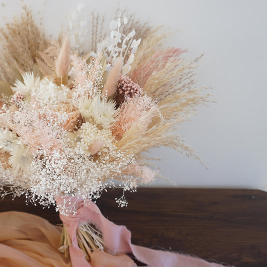 Boho wedding bouquet pink, dried flowers women accessories, bride bouquets, custom handmade, dry bridesmaids bunch, everlsting flowers