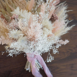 Boho wedding bouquet pink, dried flowers women accessories, bride bouquets, custom handmade, dry bridesmaids bunch, everlsting flowers
