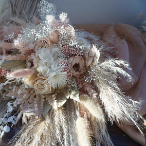 Boho wedding bouquet pink, dried flowers women accessories, bride bouquets, custom handmade, dry bridesmaids bunch, everlsting flowers