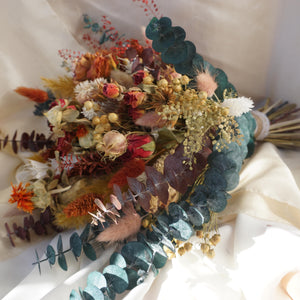 Dried Rose Bridal Bouquet /Dried Eucalyptus Bouquet/ Boho Wedding flowers/ Dried Flowers/ Bridesmaids Gift flower