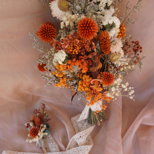 Burnt orange wedding| boho dried flower bouquet |Dry flower arrangement |Dried floral bouquet |Wedding flowers bouquet |Home decor dried flowers