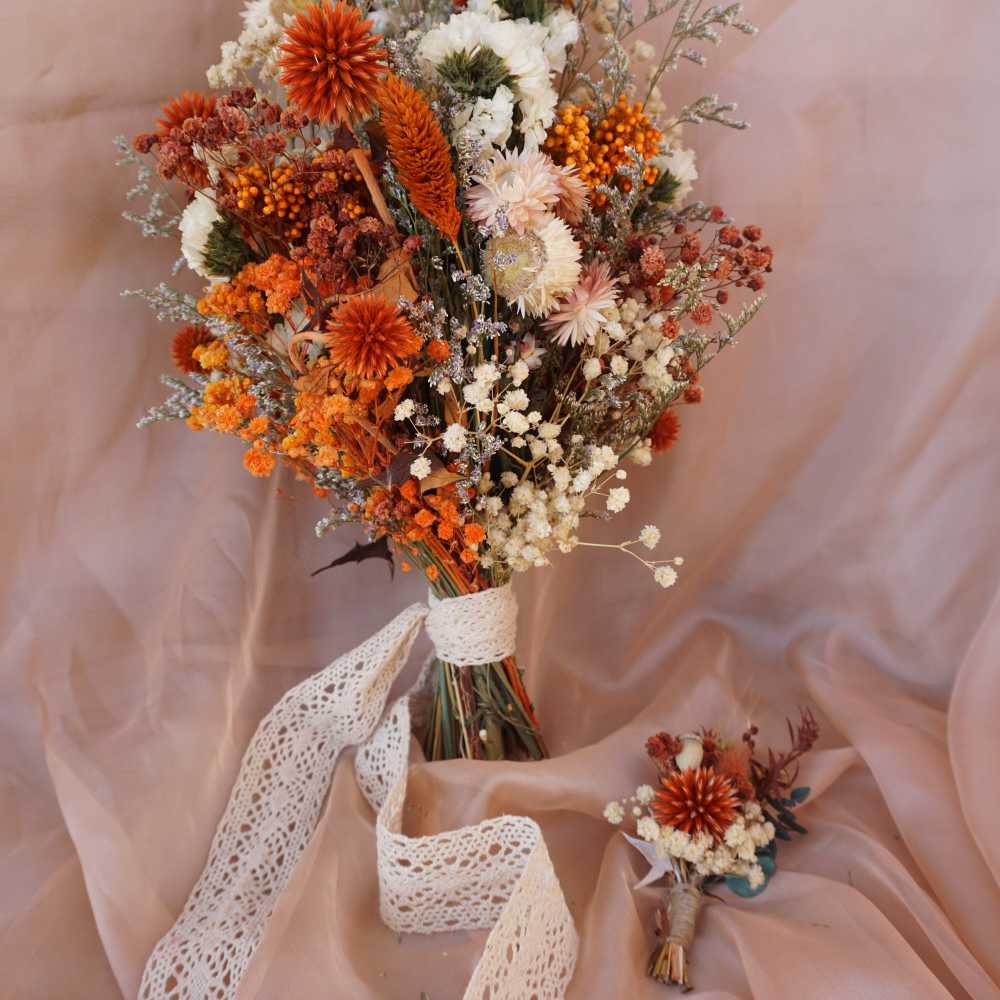 Burnt orange wedding| boho dried flower bouquet |Dry flower arrangement |Dried floral bouquet |Wedding flowers bouquet |Home decor dried flowers