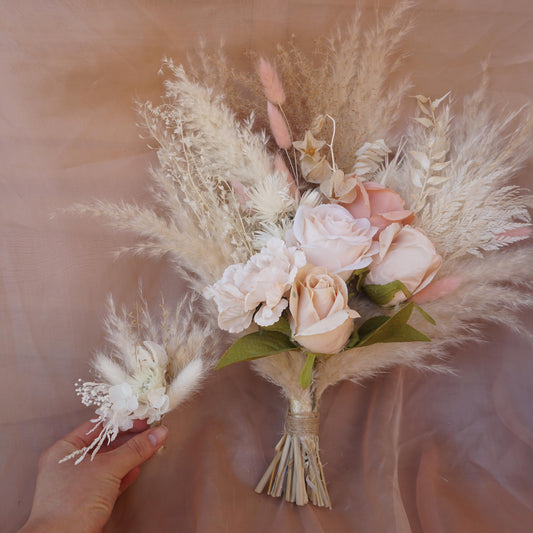 Pink color Pampas Grass  Bouquet|Dried wedding flower|Bunny Tail |Boho Wedding|Natural Boho Bride