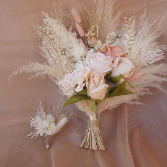 Pink color Pampas Grass  Bouquet|Dried wedding flower|Bunny Tail |Boho Wedding|Natural Boho Bride