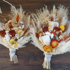 Burnt orange wedding bouquet|preserved rose bouquet