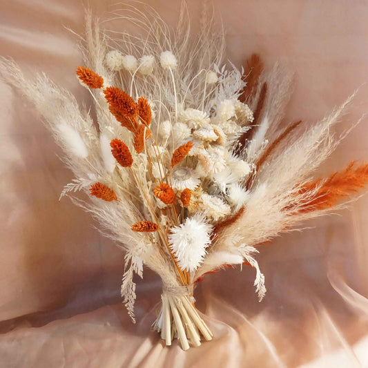 Rust Orange Wedding Bouquet|Bridal Bouquet|Bridesmaid Bouquet|Dried Flower Bouquet|Pampas Grass Bouquet