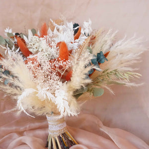 Pampas  and Eucalyptus Dried Flower Bouquet ,Flower Arrangement , bridebouquet,dried flower ,burnt orange color bouquet