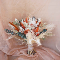 Pampas  and Eucalyptus Dried Flower Bouquet ,Flower Arrangement , bridebouquet,dried flower ,burnt orange color bouquet