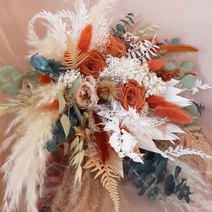Pampas  and Eucalyptus Dried Flower Bouquet ,Flower Arrangement , bridebouquet,dried flower ,burnt orange color bouquet