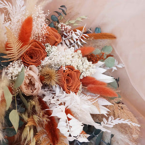 Pampas  and Eucalyptus Dried Flower Bouquet ,Flower Arrangement , bridebouquet,dried flower ,burnt orange color bouquet