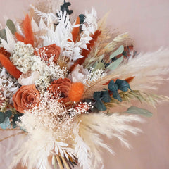 Pampas  and Eucalyptus Dried Flower Bouquet ,Flower Arrangement , bridebouquet,dried flower ,burnt orange color bouquet