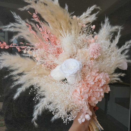 Dried Flower Bouquet. pink color Wedding Flowers for Bride, Bridal, Bridesmaid Flowergirl. Buttonholes to match. Dried Wedding Flowers