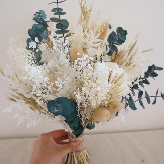 Eucalyptus Wedding Bouquet, Nude Bouquet, Cream Wedding Bouquet, Wedding Bouquet flower, Dried Wedding, White Wedding Bouquet, Boho Wedding