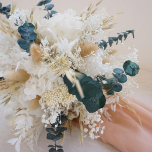 Eucalyptus Wedding Bouquet, Nude Bouquet, Cream Wedding Bouquet, Wedding Bouquet flower, Dried Wedding, White Wedding Bouquet, Boho Wedding