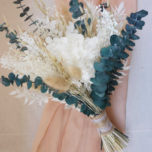 Eucalyptus Wedding Bouquet, Nude Bouquet, Cream Wedding Bouquet, Wedding Bouquet flower, Dried Wedding, White Wedding Bouquet, Boho Wedding
