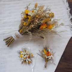 yellow color brideand bridesmaid bouquet