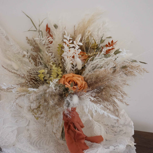 Boho bouquet, bohemian bouquet,  flower bouquet, pampas grass bouquet, neutral colored bouquet, dried flower bouquet, preserved flower