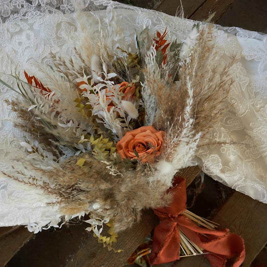 Boho bouquet, bohemian bouquet,  flower bouquet, pampas grass bouquet, neutral colored bouquet, dried flower bouquet, preserved flower