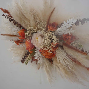 Pampas arch arrangement | Pampas wall decor | Pampas and Palm swag | Salon wall decor | Wedding arch | Backdrop decor | Pampas cloud