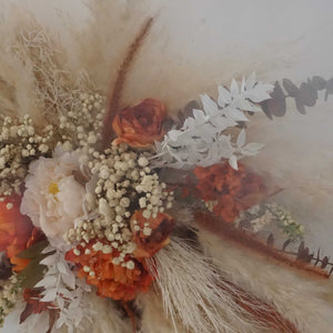 Pampas arch arrangement | Pampas wall decor | Pampas and Palm swag | Salon wall decor | Wedding arch | Backdrop decor | Pampas cloud