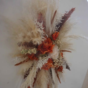 Pampas arch arrangement | Pampas wall decor | Pampas and Palm swag | Salon wall decor | Wedding arch | Backdrop decor | Pampas cloud