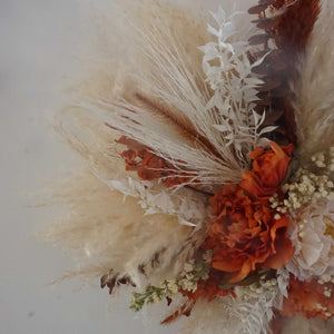 Pampas arch arrangement | Pampas wall decor | Pampas and Palm swag | Salon wall decor | Wedding arch | Backdrop decor | Pampas cloud
