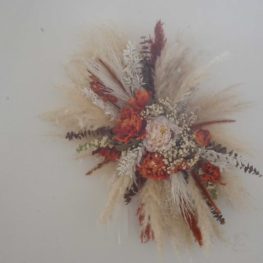 Pampas arch arrangement | Pampas wall decor | Pampas and Palm swag | Salon wall decor | Wedding arch | Backdrop decor | Pampas cloud