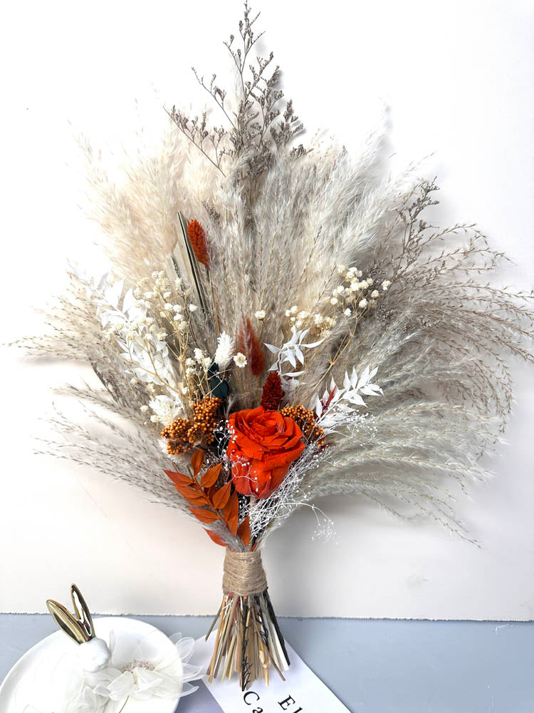 Wedding bouquet, bridal bouquet, bridal accessories, dried flowers, winter/fall wedding flowers, preserved roses -PAMPAS grass wholesale and dried flowers wholesale near me