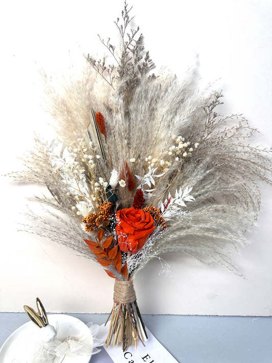 Wedding bouquet, bridal bouquet, bridal accessories, dried flowers, winter/fall wedding flowers, preserved roses -PAMPAS grass wholesale and dried flowers wholesale near me