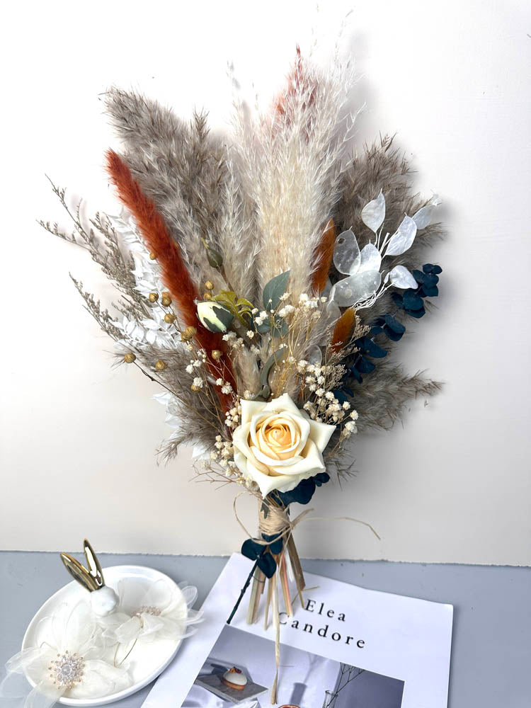 Wedding bouquet, bridal bouquet, bridal accessories, dried flowers, winter/fall wedding flowers, preserved roses -PAMPAS grass wholesale and dried flowers wholesale near me