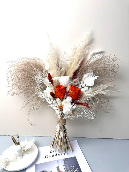 Wedding bouquet, bridal bouquet, bridal accessories, dried flowers, winter/fall wedding flowers, preserved roses -PAMPAS grass wholesale and dried flowers wholesale near me