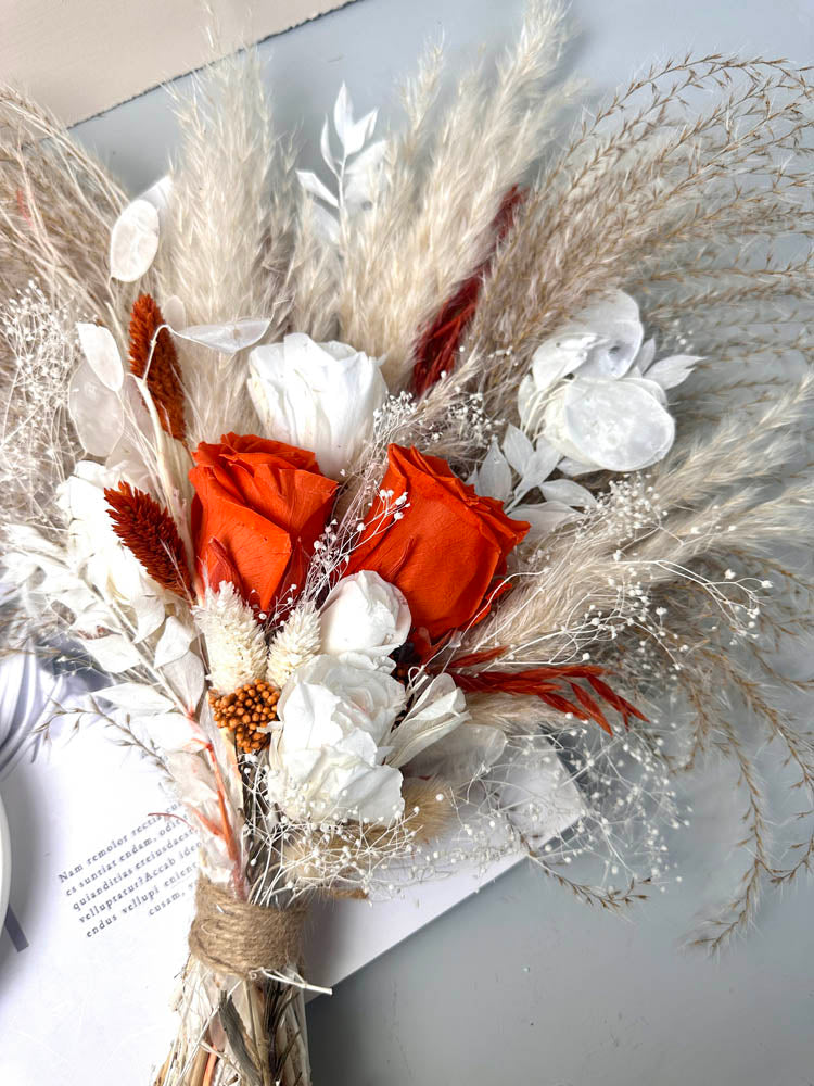 Wedding bouquet, bridal bouquet, bridal accessories, dried flowers, winter/fall wedding flowers, preserved roses -PAMPAS grass wholesale and dried flowers wholesale near me