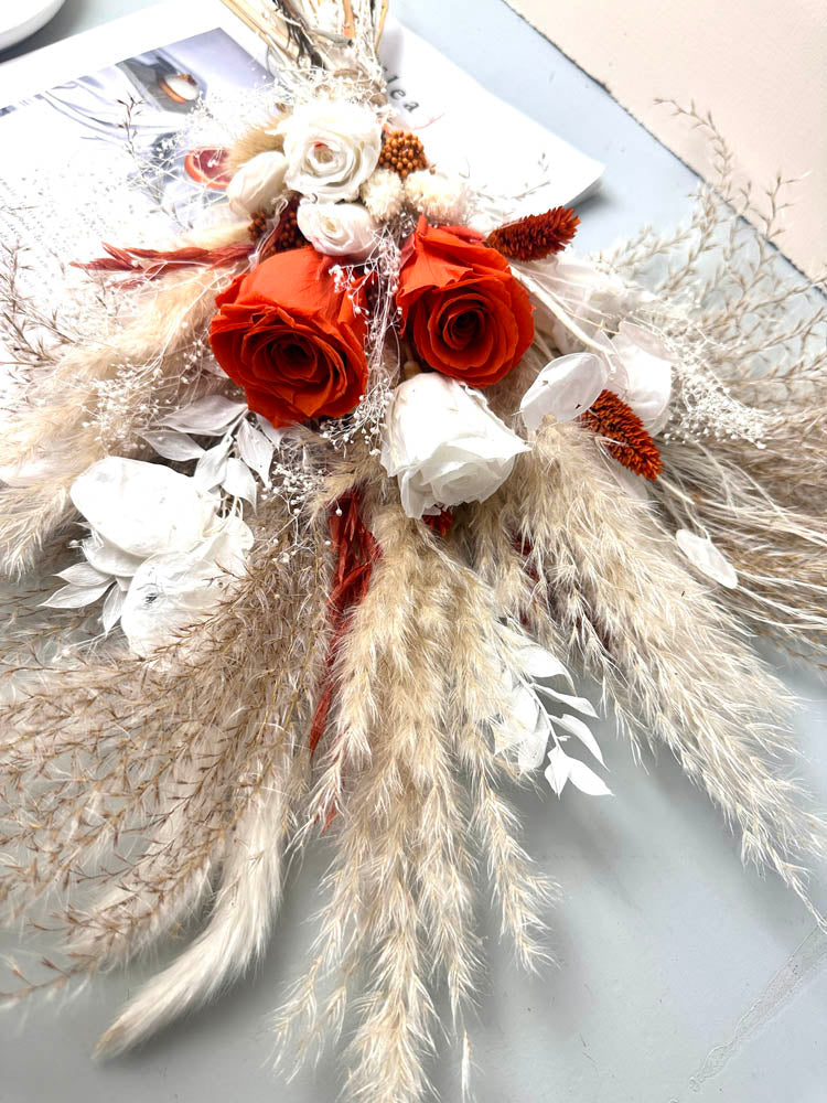 Wedding bouquet, bridal bouquet, bridal accessories, dried flowers, winter/fall wedding flowers, preserved roses -PAMPAS grass wholesale and dried flowers wholesale near me