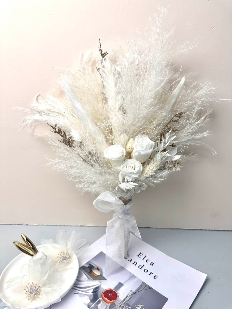 Wedding bouquet, bridal bouquet, bridal accessories, dried flowers, winter/fall wedding flowers, preserved roses -PAMPAS grass wholesale and dried flowers wholesale near me