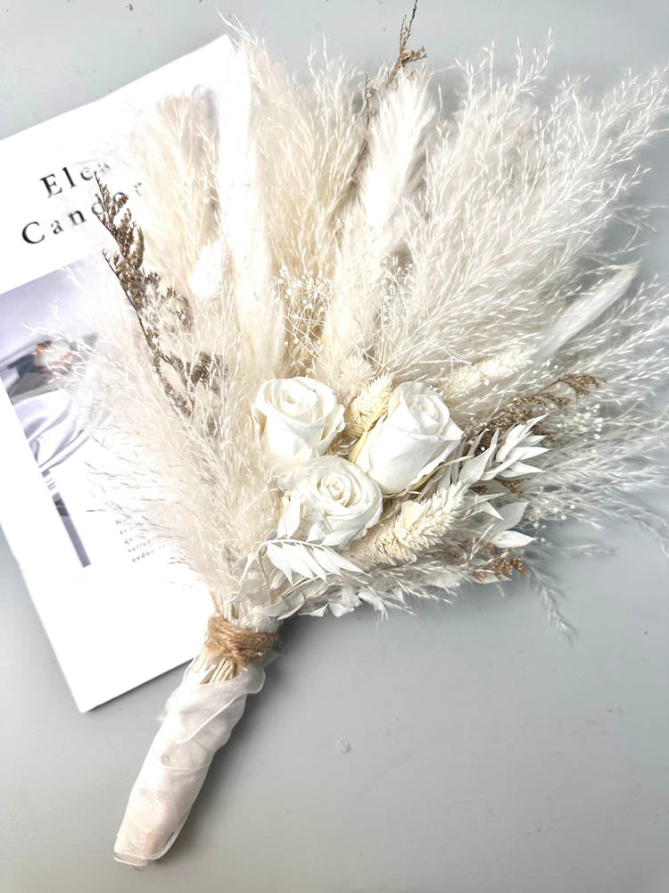 Wedding bouquet, bridal bouquet, bridal accessories, dried flowers, winter/fall wedding flowers, preserved roses -PAMPAS grass wholesale and dried flowers wholesale near me