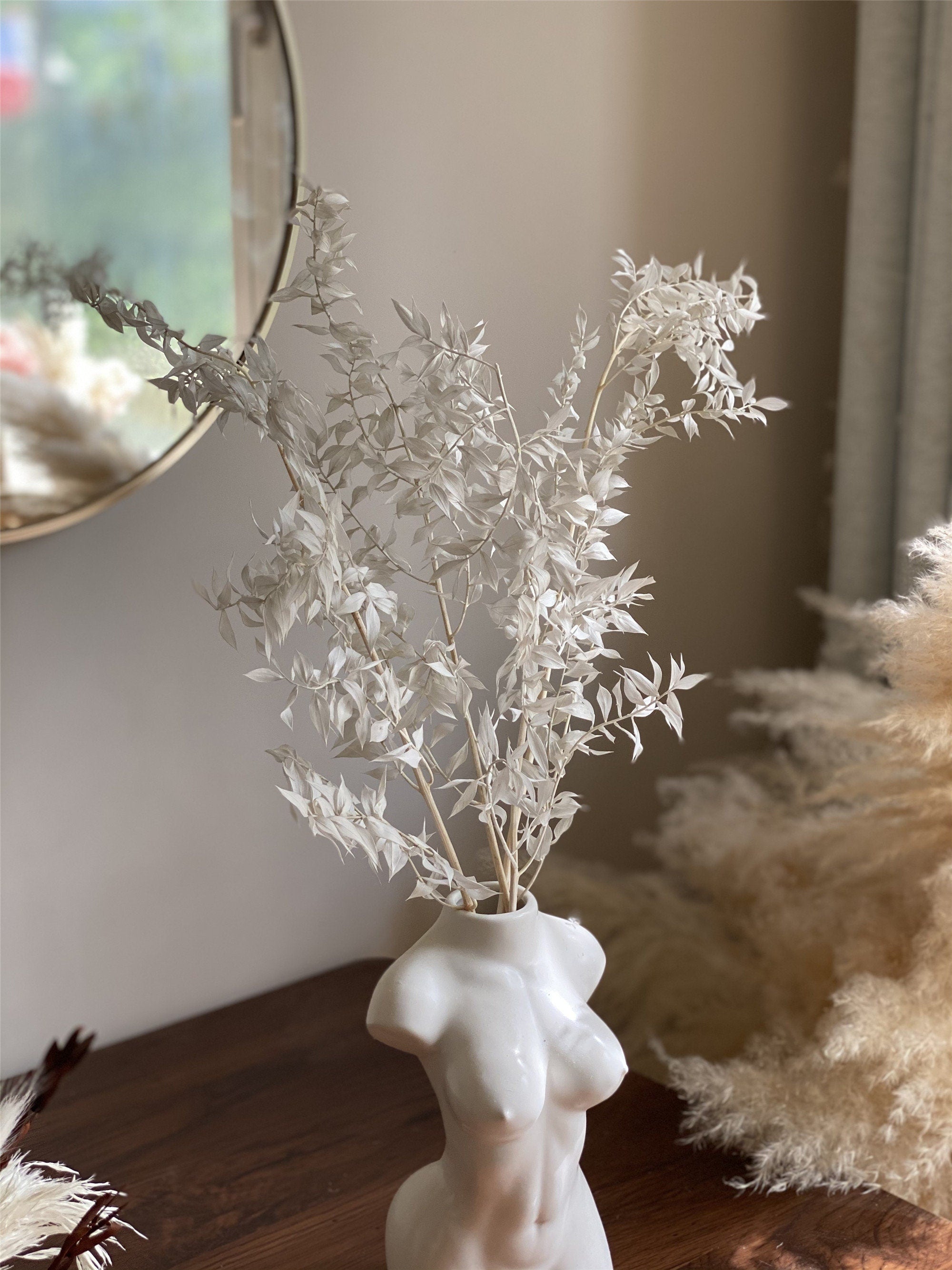 3 stems Italian White Ruscus DIY Bouquet Supply,wedding celebration,home decoration. -PAMPAS grass wholesale and dried flowers wholesale near me